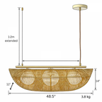 Horizon Shell Linear – Linear Pendant Lamp in Natural Jute Fibre for Homes, Restaurants & Offices - MOORAQ