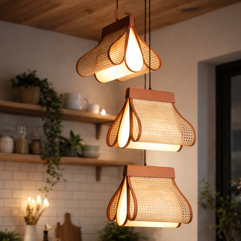Bookfold Mini Cluster  Handcrafted Bamboo Hanging Pendant Light