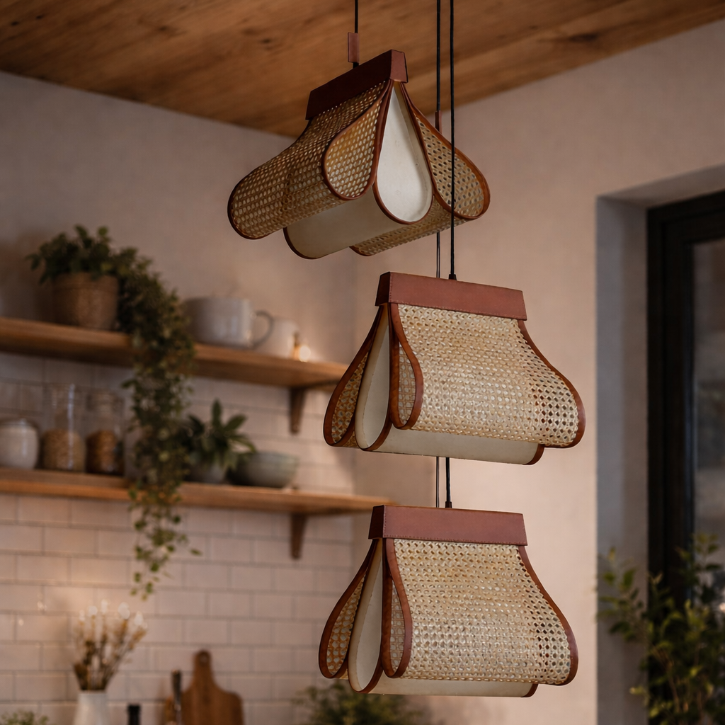 Bookfold Mini Cluster  Handcrafted Bamboo Hanging Pendant Light